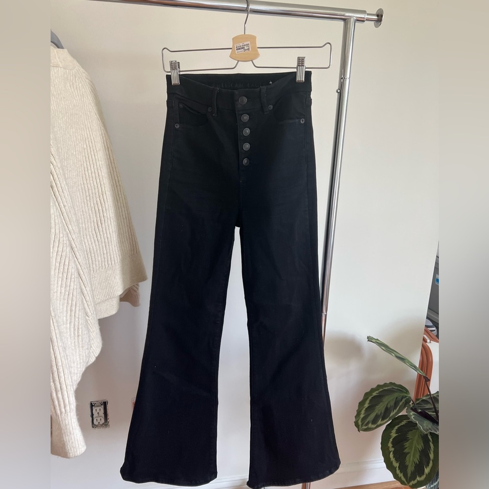 Black American eagle flare jeans